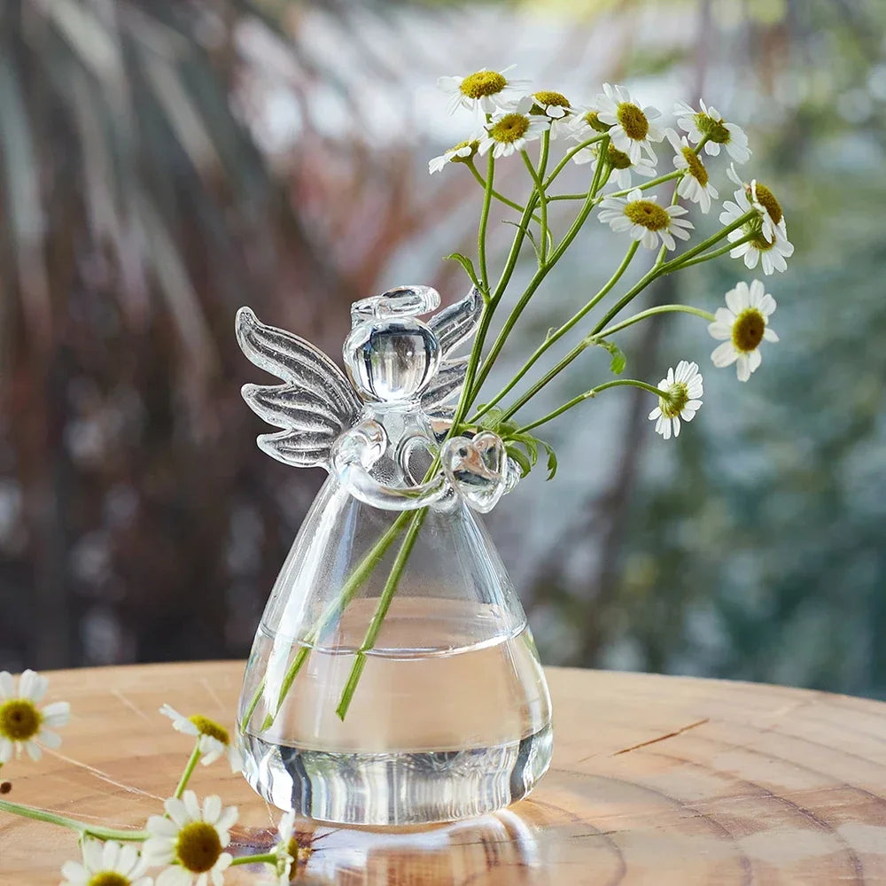 Creative Transparent Angel Hydroponic Vase Home Decor Simple Living Room Study Table Accessories Desk Ornament Glass Flowerpot